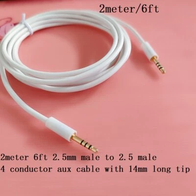  2meter 6ft 2.5mm male to 2.5 male 4 conductor aux cable with 14mm long tip - Image 1 of 3