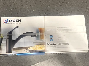 Moen Renzo Black 1-Handle Deck Mount Pull-Out Kitchen Faucet CA87316BL - Picture 1 of 4