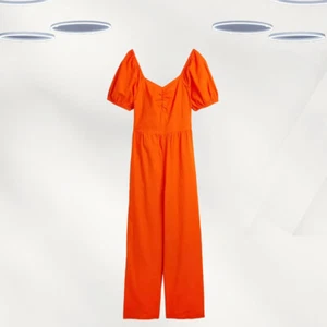 Ex TU Women's Wide Leg Cotton Tie Back Jumpsuit in Red (Defect) - Picture 1 of 3