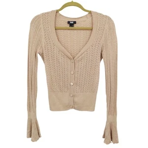 Paige Alvida Silk Cardigan Womens XS Beige Classic Dainty Boho Preppy Academia - Picture 1 of 21