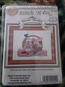 Cross My Heart Stitch N Go Picnic Basket Kit Fits 8x10 Frame Counted Cross... - Picture 1 of 4