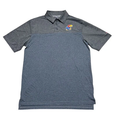 Camisa Polo Champion Kansas Jayhawks Para Hombre Mediana Gris Rayas Bloques de Color Foto 1 de 4