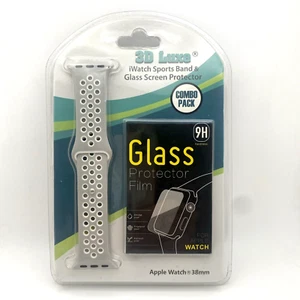 3D Luxe iWatch Band& Glass Screen Protector COMBO PK Compatible Apple Watch 38mm - Picture 1 of 8