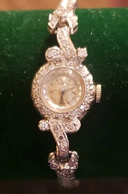Longines 14Kt ladies diamond watch vintage - Image 1 of 4