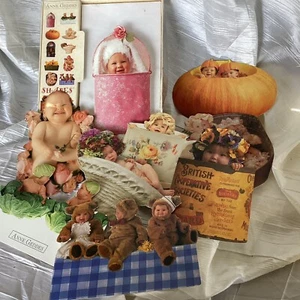 Set of 9 1996 Shapes Oversized Vintage Anne Geddes Die Cut Cards Litho Ephemera - Picture 1 of 13
