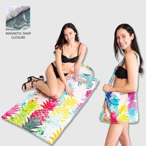 ComfyLuxe Pineapple Pattern 2-IN-1 Beach Towel & Tote Bag - Picture 1 of 9