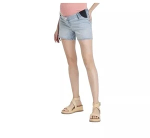NEW Isabel Maternity by Ingrid & Isabel MIDI Shorts Side Panel Blue Size 6 - Picture 1 of 11