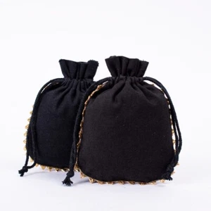 50 PCS Black Round Lace Gift Pouch Personalized Jewelry Packaging Bag 3x4 Inch - Picture 1 of 7