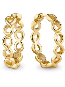 DEVATA Gold Plated Sterling Silver Infinity Hoop Earrings LVS8232 - Picture 1 of 4