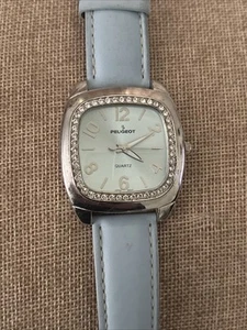 Peugeot blaues Damen 40 mm Boyfriend Kristall Swarovski Strass Lünette Zifferblatt - Bild 1 von 9