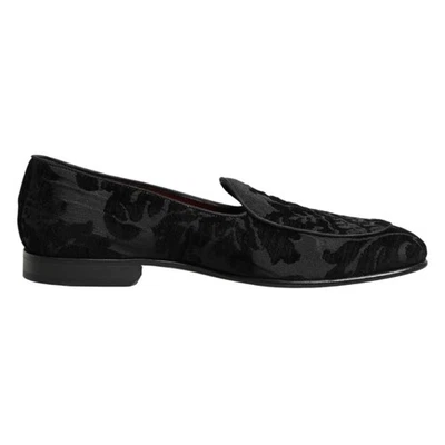 DOLCE & GABBANA Shoes Black Jacquard Slip On Loafers Dress R-EU45 L-EU42 720usd - Image 1 of 4