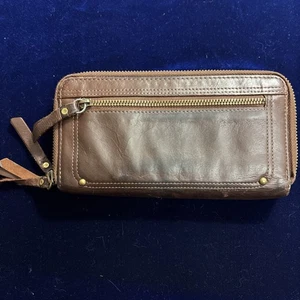 Geldbörse Lucky Brand braun Leder zweimal umlaufender Reißverschluss gebraucht - Bild 1 von 12