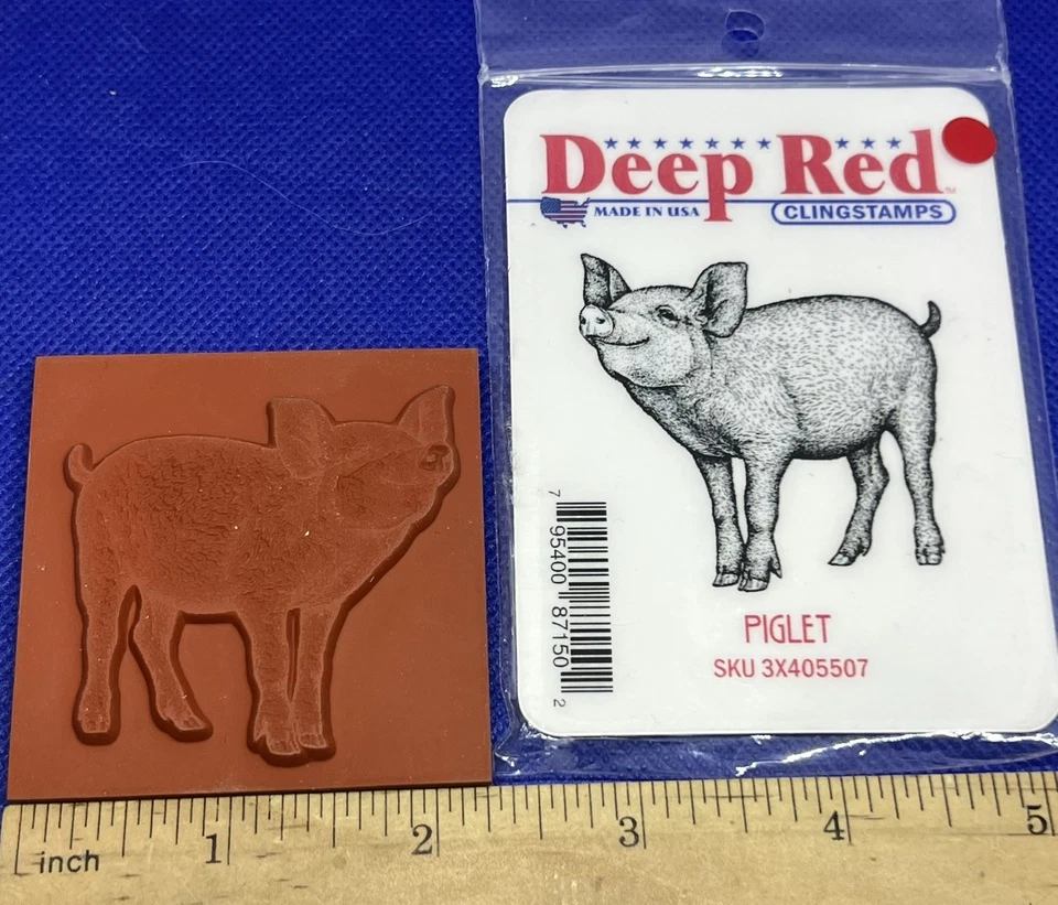 Deep Red Stamps Farm Animal PIG PIGLET Rubber Cling Stamp - Image 1 of 1