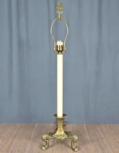Ethan Allen ornate brass table lamp tri footed claw feet, bouillotte style 32" - Picture 1 of 11