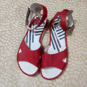 Fly London Mafi Womens Red Leather Sandals Lipstick Red Size 37/4 Strap - Picture 1 of 13