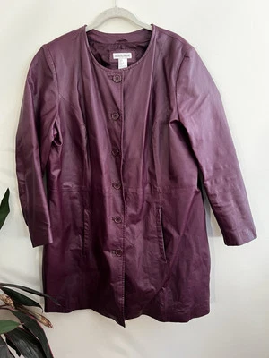 Jessica London Leather Jacket Purple Size 16 — 第 1/4 张图片
