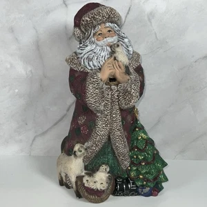Vintage alte Welt Weihnachtsmann Figur mit Kätzchen handbemalt Keramik 10" - Bild 1 von 14
