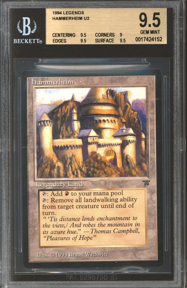 Magic MTG Legends Hammerheim BGS 9.5 (9.5, 9, 9.5, 9.5) GEM MINT - Image 1 of 1
