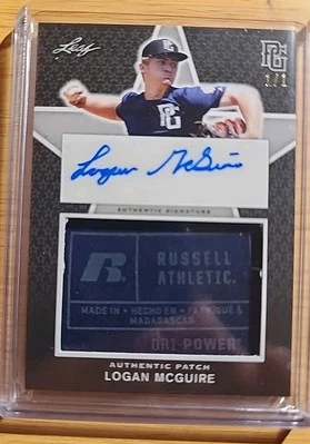 2020 LOGAN MCGUIRE RC #1/1 AUTO JUMBO PATCH TRUE RC LEAF PERFECT GAME GUARDIANS - Image 1 of 4