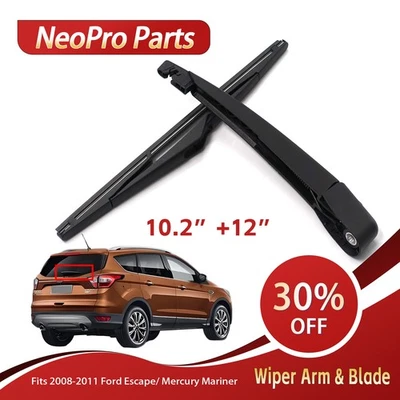 Rear Wiper Arm & Blade Kit Fits For 2008-2012 Ford Escape 8L8Z17526C Windshield - Image 1 of 4