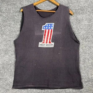 VINTAGE 70s 80s Harley Davidson Cut Off T Shirt Size Medium 1 Whites Lebanon PA - Picture 1 of 12