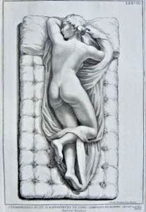 Ca.1765 engraving by Claudio Randon of a sleeping hermaphrodite. - Picture 1 of 3