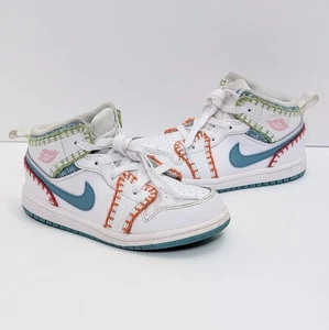 Nike Air Jordan 1 Mid SE (TD) Shoes Toddler SZ 10C White/Teal/Pink DM6220-100 - Picture 1 of 10