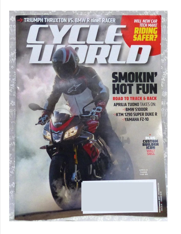 Cycle World Motorcyclist Magazine September 2017 - Smokin Hot Fun Aprillia Tuono - Изображение 1 из 1
