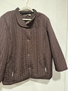 Jane Ashley Women’s 2X Padded Quilted Puffer Jacket Brown Polyester - Picture 1 of 7