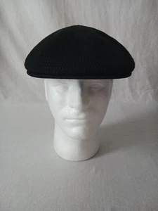Kangol Made in the UK Blue Ventair 504 Black Flat Cap Size X-Large - EUC - Picture 1 of 9