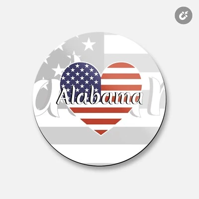 I Love Alabama USA State Heart | Imán decorativo redondo de 4"" X 4"" Foto 1 de 2