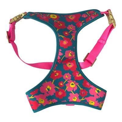 Top Paw Dog soft harness reversible leash floral pattern pink & teal size large - Image 1 of 4
