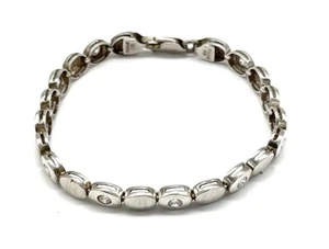 925/- Damen Silber Armband mit weißen simulierten Diamanten 18 cm lang - Bild 1 von 3