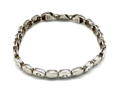 925/- Damen Silber Armband mit weißen simulierten Diamanten 18 cm lang - Bild 1 von 3