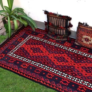 7x3 Alfombra Kilim hecha a mano tinte orgánico bereber tejido plano tejido a mano lana tejida a mano - Imagen 1 de 6