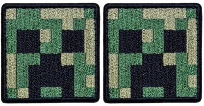 Creeper Face Minecrafter Embroidered Patch - 2PC iron on or Sew on 2"x2"