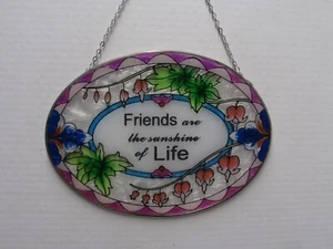 SUNCATCHER "Los amigos son el sol de la vida" 8,5" x 6,5" Ovalado - s3e - Imagen 1 de 2