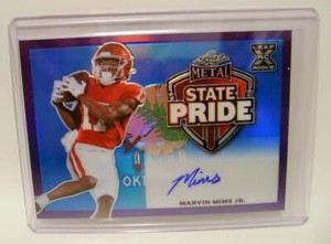 MARVIN MIMS JR. #1 / STATE PRIDE AUTO AUTOGRAPHED LEAF METAL FOOTBALL 2023