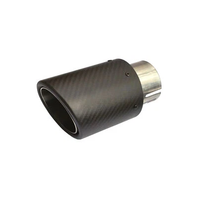 Endrohr matt Carbon Edelstahl 90mm Auspuffblende Anschluss 60 - 63 Rund - Bild 1 von 4