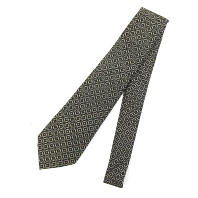 LOUIS VUITTON Necktie Black Beige 100% Silk Used Business Suit Fashion Men's - Image 1 of 4