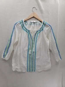 Vineyard Vines bestickt Seidenmischung Tasseled Langarm Tunika Bluse Top Gr-S - Bild 1 von 7