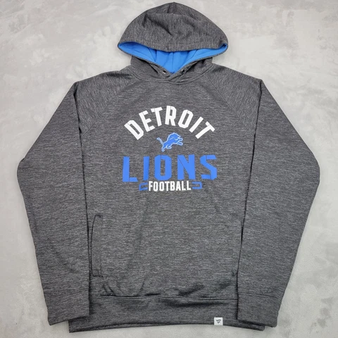 Detroit Lions Hoodie Men Small Grey NFL Team Pullover Sweater Sweatshirt Adult Cover