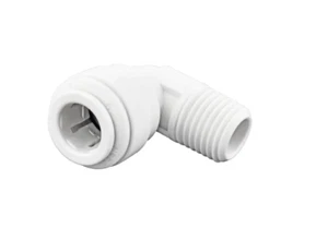 2PK John Guest 1/4" O.D. x 1/4" NPTF Polypropylene Push-to-Connect Elbow PL-3009 - Picture 1 of 2