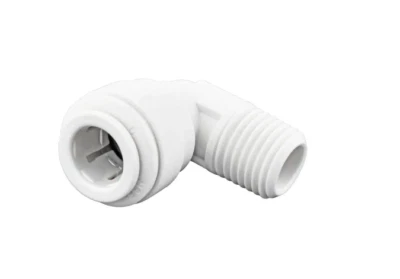 2PK John Guest 1/4" O.D. x 1/4" NPTF Polypropylene Push-to-Connect Elbow PL-3009 - Image 1 of 2