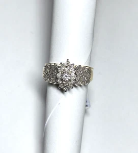 Women's 10k Yellow Gold Wedding Ring/Band Set with 1/2CT Cluster Diamonds - Picture 1 of 11