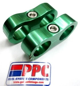 ALUMINUM BILLET DUAL HOSE SEPARATOR Show Polished Green Anodized 7/16" i.d.2 PK - Imagen 1 de 4