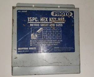 Proto 15 pc Hex Key Set Metric Short Arm # 4988M - Picture 1 of 3