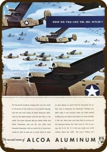1942 ALCOA ALUMINUM Bomber Airplanes Vintage-Look DECORATIVE REPLICA METAL SIGN - Picture 1 of 1