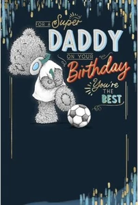 Bear With Football Super Daddy Happy Birthday Card - Picture 1 of 2