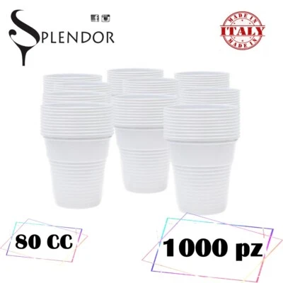 Bicchieri Caffè 1000 pz Plastica Bianca 80 cc Bicchierini Monouso Rigidi Bar - Image 1 of 4
